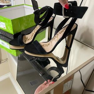 Yola Black Suede heeled sandals